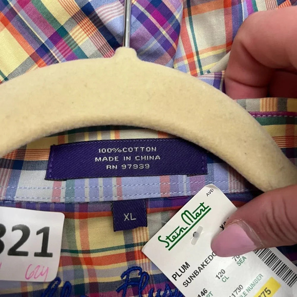 Alan Flusser Mens Multicolor Button Up Shirt XL Classic Plaid Cotton Long Sleeve - Picture 2 of 11